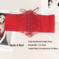 Red lace elastic corset belt with lace-up front detail - Style A Red Lace Corset Belt / 65cm/Pack / Red Type A