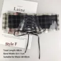 Transparent plaid wide elastic waist belt with lace-up corset design in black - Plaid Style F
