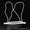 Elegant pearl body chain belt with shoulder straps for women - Thin Cross Style (C440) / White