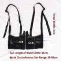 Black PU leather corset belt with shoulder straps and zipper, adjustable elastic waist - Robe / Black With Straps