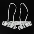 Elegant white pearl beaded body chain and waist belt harness for women's fashion styling - Wide Detachable Style (C440) / White