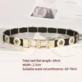 Vintage elastic black waist belt with gold metal snowflake charms for women's dresses - Style C - Snowflake Pattern / Flat 69cm (Width 2.5cm) / Black