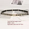 Elegant vintage black elastic waist belt with gold chain link decoration for dresses - Style I - Metal Chain Decoration