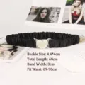 Elastischer schwarzer Taillengürtel für Damen mit silberner Herzschnalle - Stil D