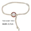 Cinturón bohemio elegante de cuerda de algodón y lino trenzado beige con hebilla redonda - Estilo E (Anillo de Resina de Ámbar)