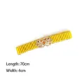 Vibrant yellow elastic cinch belt featuring elegant gold Chinese knot buckle detail - Style B / Yellow