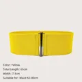 Bright wide yellow elastic waist belt for women featuring a durable metallic clasp - 65cm/Pack / Yellow
