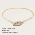 Elegant gold metal spring belt for women featuring a detailed leaf buckle design. - Delicate Leaf Buckle (Style F)