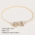 Elegant golden metal spring waist belt with thin elastic design for women - Simple Double Ring Buckle (Style H)