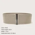 Khaki elastic wide waist cinch belt for women's dresses with metal buckle closure - 65cm/Pack / Khaki