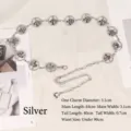 Catena da vita in metallo argento con ciondoli a fungo e catenella regolabile. - Argento