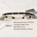 Elegant gold metallic elastic belt for women dresses waist cinch fashion accessory - Hammered Disc Interlocking Style (XH785) / 66cmx2.4cm