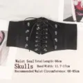 Ceinture corset élastique noire gothique avec clous tête de mort et laçage avant - Style à Lacets Rivet Tête de Mort / Noir