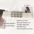 Elegant elastic pearl beaded wide belt for women featuring a sparkling rhinestone buckle - Weaving Style A Rhinestone Buckle