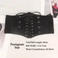 Ceinture corset noire à clous étoilés, bande élastique et laçage. - Style à Lacets Rivet Pentagramme / Noir