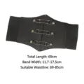 Ceinture corset élastique large noire pour femmes avec trois boucles métalliques - Style Classique d'Or à Trois Boucles / Noir