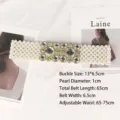 Elegant white pearl elastic waist belt with large central rhinestone buckle decoration - Weaving Style B Rhinestone Buckle