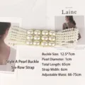 Elegant multi-row white pearl elastic waist belt with large rhinestone buckle for women - 6-Row Style A Pearl Buckle