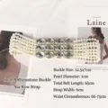 Elegant six-row pearl elastic belt with large rhinestone buckle for women - 6-Row Style A Rhinestone Buckle