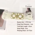 Elegant white pearl elastic belt with large rhinestone floral buckle for women - 6-Row Style B Pearl Buckle