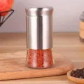Glass spice jar with stainless steel lid for kitchen storage - Stainless Steel Shaker Bottle