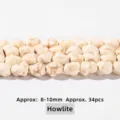 8-10mm ακανόνιστες χάντρες λευκού χαουλίτη για κατασκευή χειροποίητων κοσμημάτων DIY - 8-10mm / 34 Τεμάχια/Συσκευασία / Ακανόνιστες Χάντρες Λευκού Τυρκουάζ