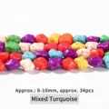 Σύνθετες χάντρες τυρκουάζ για DIY κοσμήματα, 8-10mm, περίπου 34 τεμάχια. - 8-10mm / 34 Τεμάχια/Συσκευασία / Πολύχρωμες Ακανόνιστες Χάντρες Τυρκουάζ
