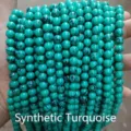 Smooth round synthetic turquoise strands for creative DIY jewelry making and beads crafts - 4mm (Approx 90pcs) / Synthetic Turquoise