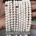 Synthetic white turquoise loose round beads for DIY handmade jewelry accessories - 4mm (Approx 90pcs) / Synthetic White Turquoise