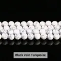 Round white howlite beads with black veins for DIY jewelry making and accessories - 6mm (Approx 60pcs) / Synthetic Black-Lined White Turquoise