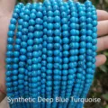 Strands of synthetic deep blue turquoise round beads with black matrix for DIY jewelry - 6mm (Approx 60pcs) / Synthetic Deep Blue Turquoise