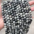 Natural grey and black map jasper stone round beads for DIY jewelry bracelet making - 4mm (Approx 90pcs) / Natural Black Grid Stone