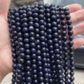 Deep blue sparkling sandstone loose round beads for DIY bracelet making - 4mm (Approx 90pcs) / Synthetic Blue Goldstone