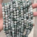 Natural green moss agate round loose stone beads for DIY jewelry bracelet making strands - 4mm (Approx 90pcs) / Natural Tree Grain Stone