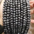 Natural 1A grade black labradorite loose round beads for DIY jewelry bracelet making - 6mm (Approx 60pcs) / Natural Black Flash Stone