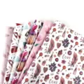 Papier cadeau assorti de qualité avec des motifs mignons de cupcakes et de fleurs colorées - Ensemble Multi-Motifs (Sans Accessoires) / 50x70cm