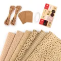 Vintage kraft wrapping paper set with patterns, hemp rope, and gift tags for DIY crafts - Mixed Pattern Set