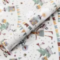 Detail von Cartoon-Tier-Geschenkpapier mit Pandas und Partymotiven für DIY-Geschenke. - Ballongiraffe / 50x70cm
