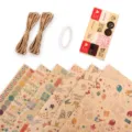 Komplettes Kraftpapier-Geschenkverpackungsset mit Notenmuster und passenden Aufklebern - Set (6 Blatt Mit Zubehör) / 70*100CM