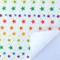 Papier cadeau aux motifs d'étoiles colorées avec grille de découpe au dos pour anniversaire - Étoile Arc-en-Ciel / 1 Feuille