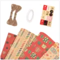 Komplettes DIY-Geschenkverpackungsset mit Noten-Kraftpapier, Schnur und Aufklebern - Set (4 Blatt Mit Zubehör) / 50*70cm