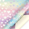 Valentine's Day laser holographic gift wrapping paper with heart pattern in gradient colors - Rainbow Heart / 0.43*3m