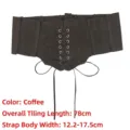 Vintage lace-up corset belt in coffee brown faux suede for retro dress decoration - Length 78cm / Coffee