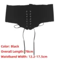 Elegant black gothic corset waist belt with decorative lace-up detail for women dresses - Length 78cm / Black