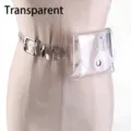Transparent PVC waist belt with mini pouch and silver buckle for women - Clear