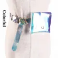 Clear holographic jelly fanny pack with adjustable belt in iridescent multicolor - Colorful