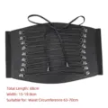 Black elastic lace-up wide corset belt, total length 68cm for 63-70cm waist. - Type B Extra Wide / Black
