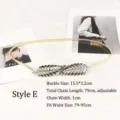 Elegant gold elastic metal waist belt featuring a decorative leaf buckle for women's dresses - Large Leaf Buckle Style (H199-E) / Gold