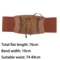 Vintage brown wide elastic corset belt with lace-up front and metal tassels for dresses. - Lengthened 76cm / Camel