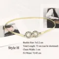 Elegant gold elastic metal chain belt with twisted infinity buckle for women's dresses - Infinity Twist Style (H199-H) / Gold